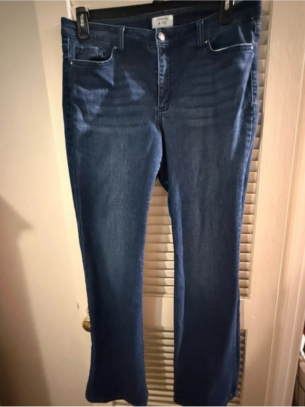 crown & ivy Women's Dark Blue Flare Jeans